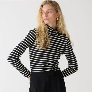 J.Crew Womens 2X Striped Ribbed Top Gold Buttons Plus Coastal Grandma